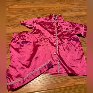 Pink satin pj set